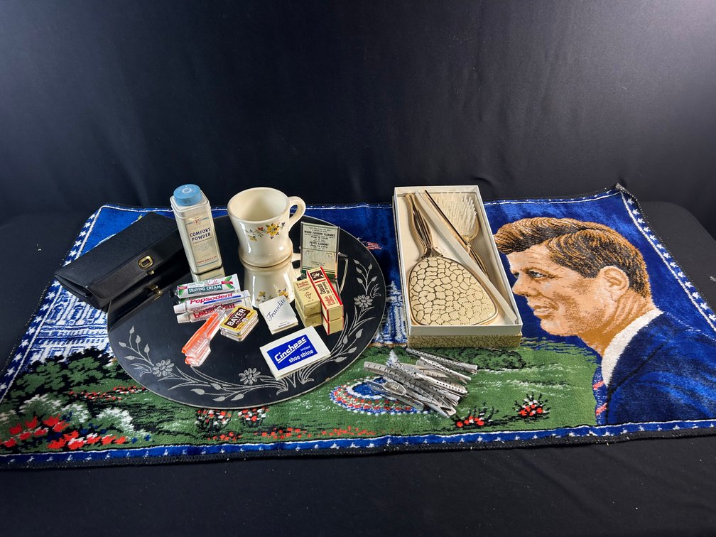 Etched Mirror, Brush & Mirror Set, & Other Items