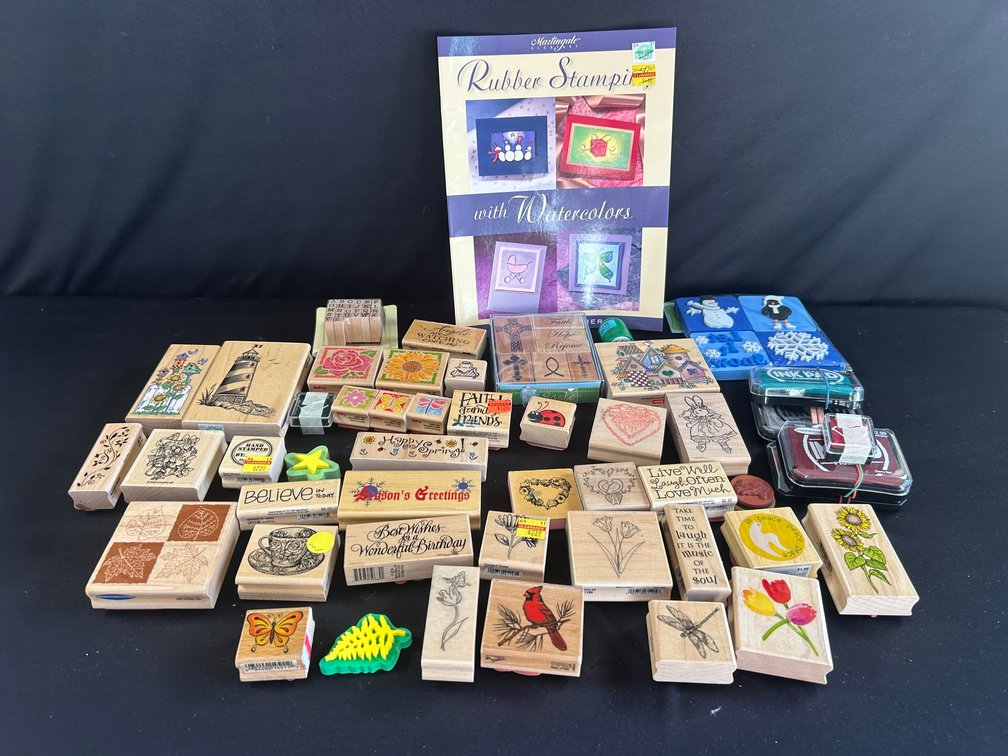 Rubber Stamps, Ink, and Book