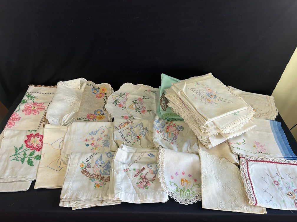 Embroidered and Crocheted Towels & Linens