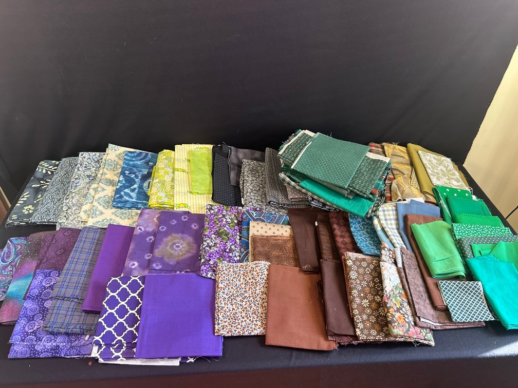Fabric in Greens, Blues, & Purples
