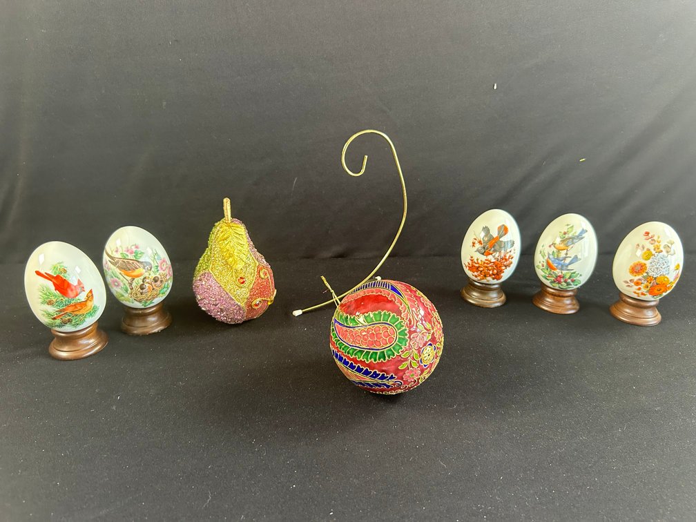 Avon Porcelain Eggs with Ornaments