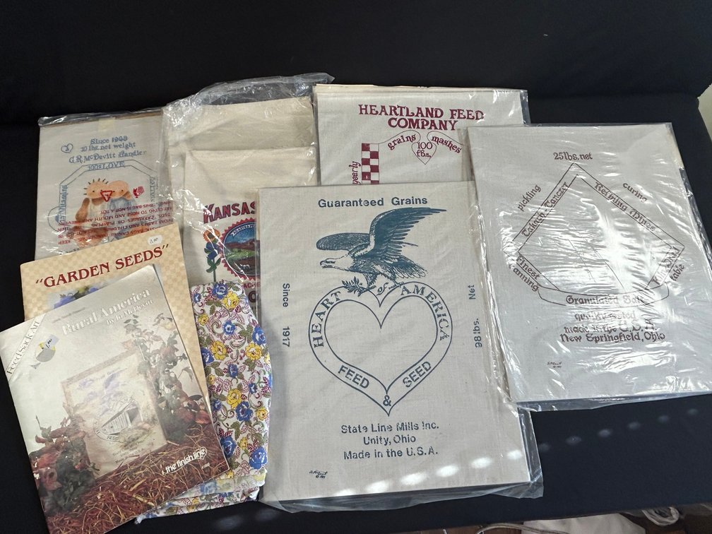 Flour and Seed Sacks with Books