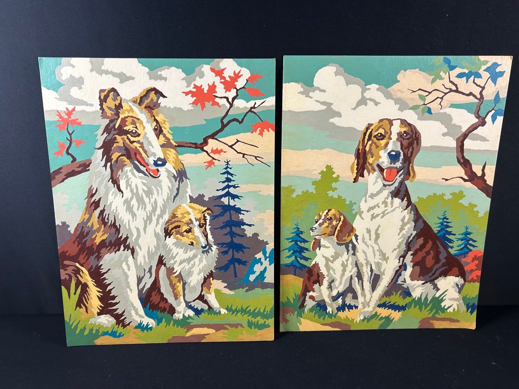 Pair of Vintage Dog Paint-by-Numbers