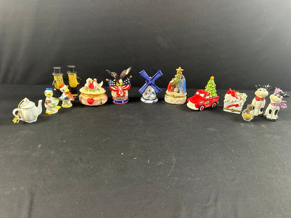 Mr. Peanut Salt & Pepper with Trinket Boxes and Decor