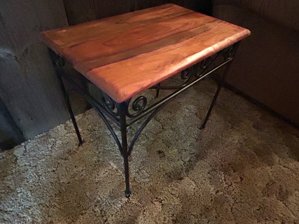 Wood Top End Table with Metal Legs
