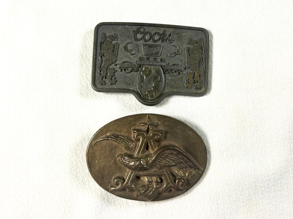 Coors and Anheuser-Busch Belt Buckles
