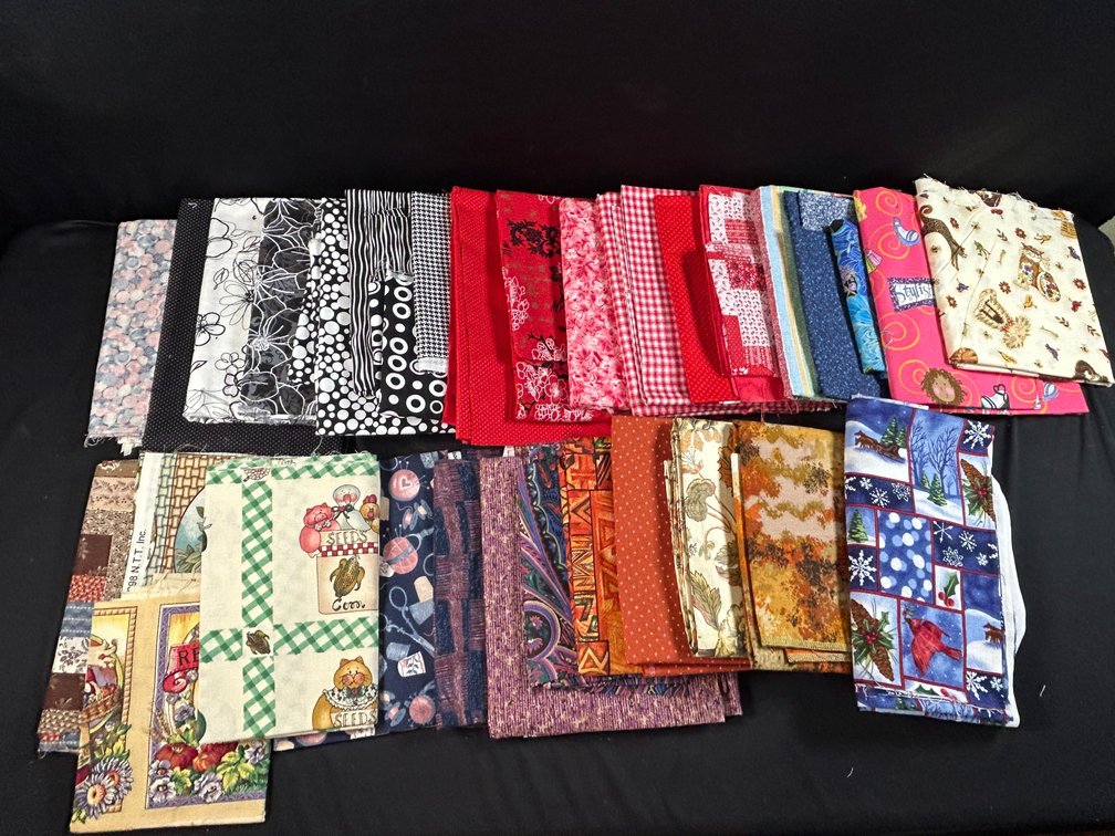 Black, Red, Green, and Brown Fabrics