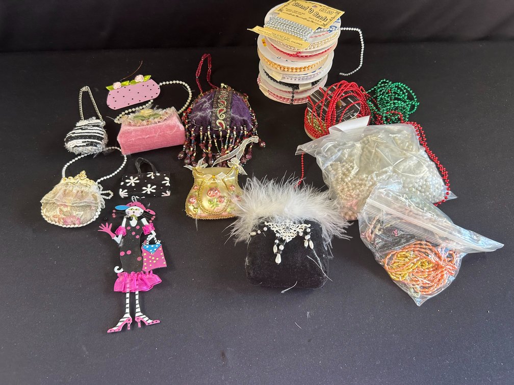 Decorative Mini Purses with Strands of Beads