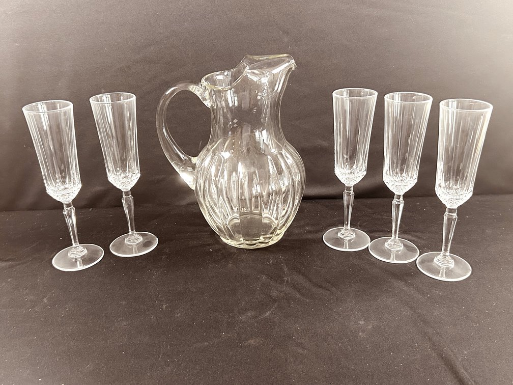 Pitcher & Crystal Wine Glasses