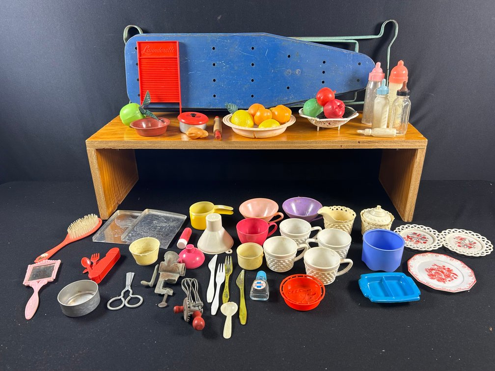 Children's Toy Dishes & Ironing Board