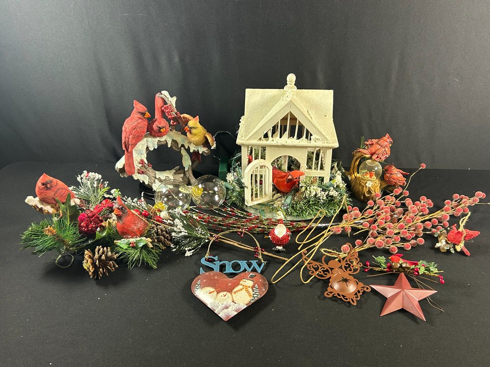 Cardinals and Red Christmas Decorations
