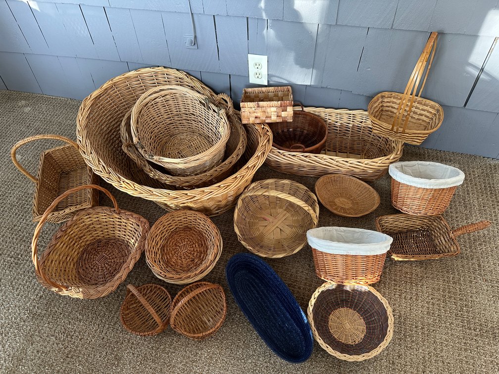 Woven Wicker and Split-Wood Baskets and Trays