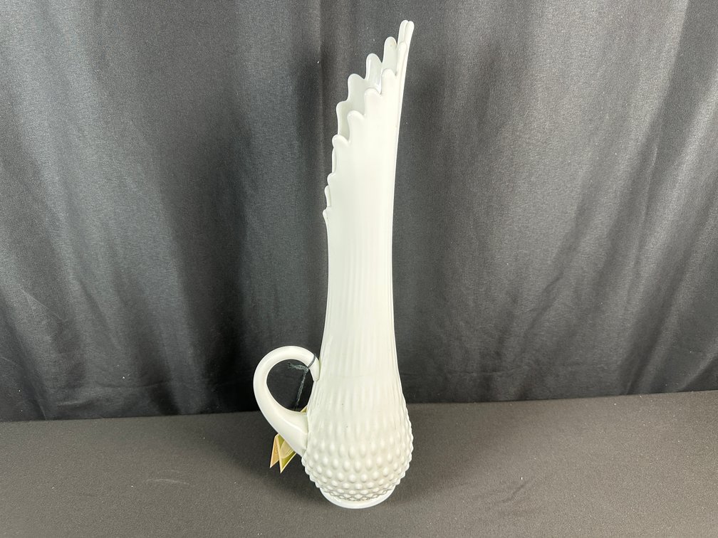 Fenton White Milk Glass Swung Pitcher Vase