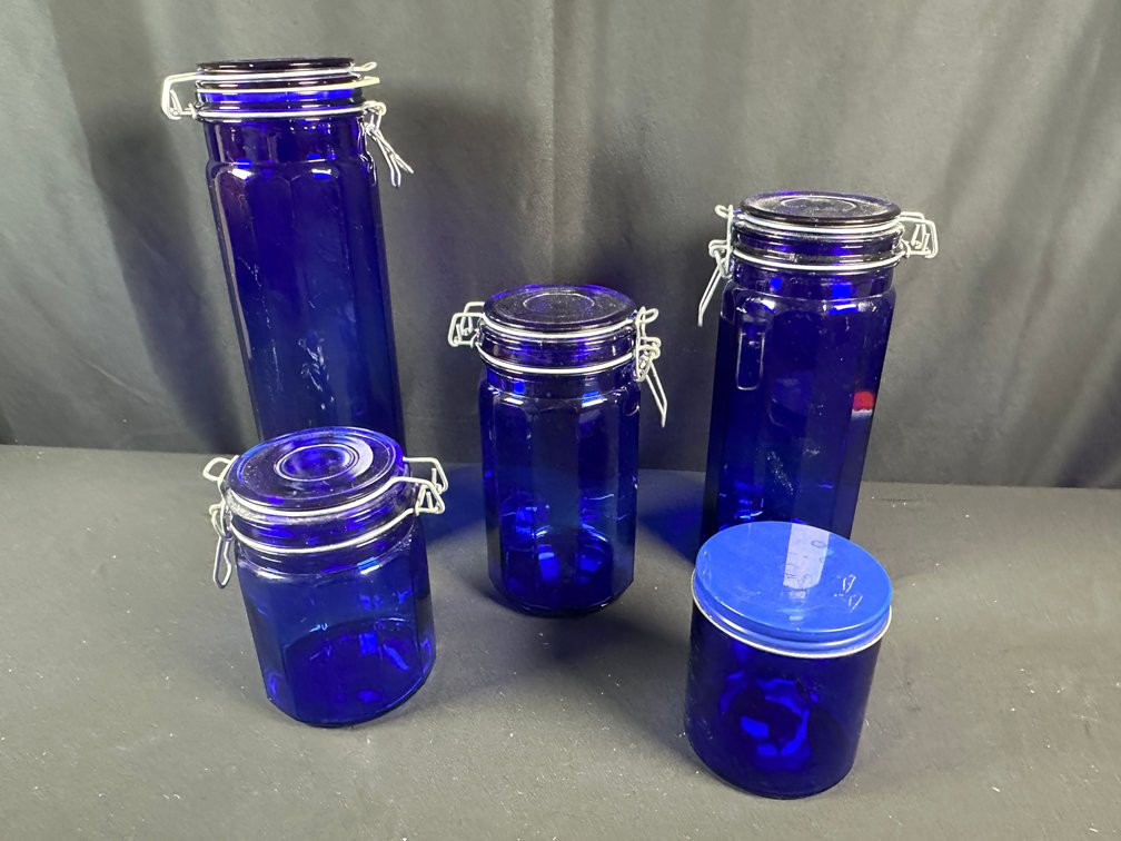 Cobalt Blue Glass Storage Canisters