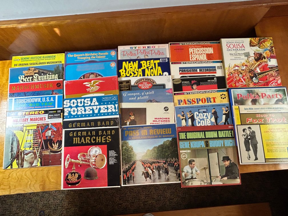 Military March, Jazz, and Polka 12-Inch Vinyl LP Records