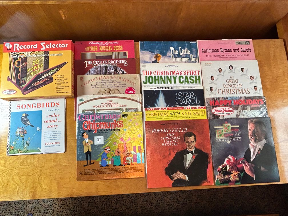 K-tel Record Selector and Christmas Vinyl LP Records