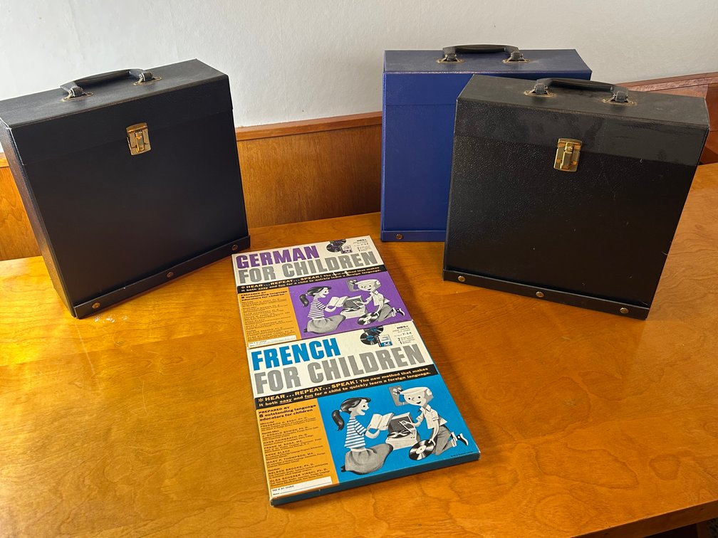 Record Carrying Cases, Vinyl Records, and Language Courses