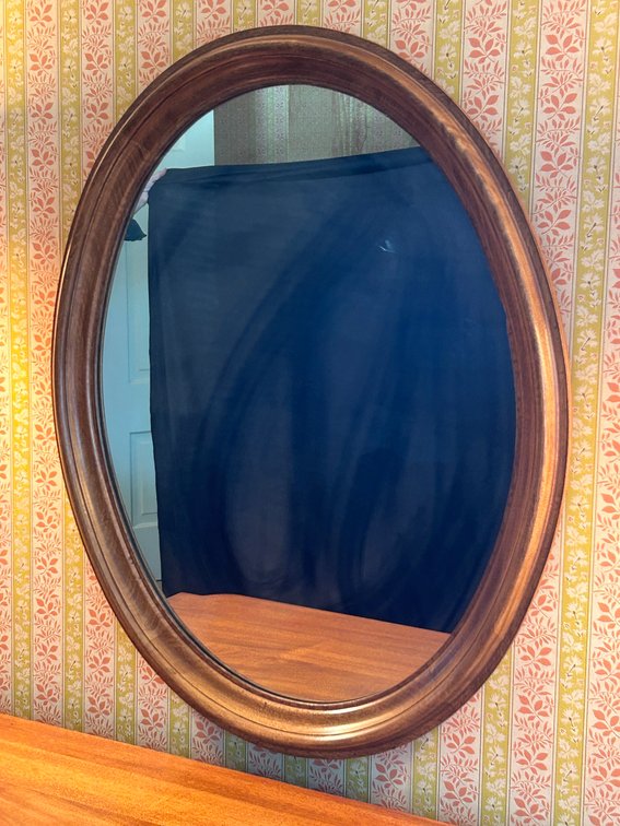 Oval Wall Mirror with Molded Wood Frame