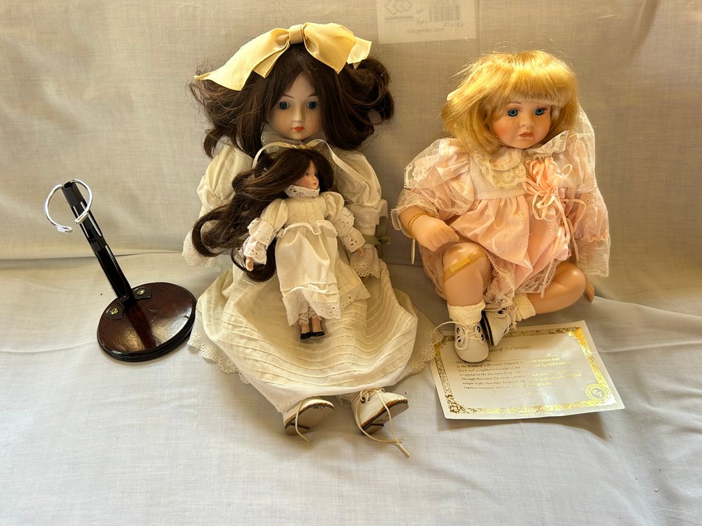 Collectible Porcelain Dolls with Doll Stand