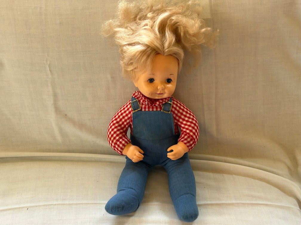 Ideal Toy Corp. Vinyl and Cloth Doll in Overalls