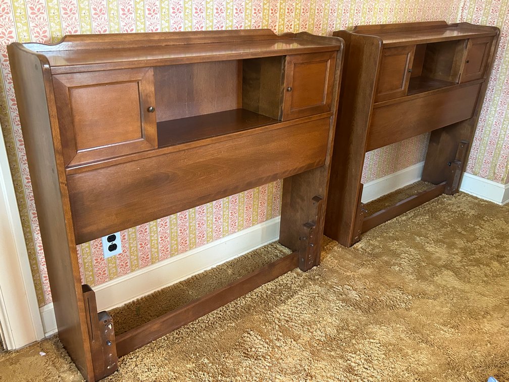 Pair of Wooden Twin Bookcase Headboards
