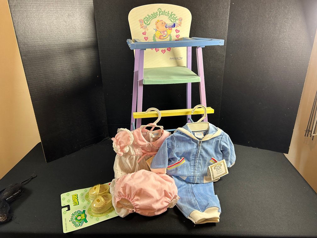 Cabbage Patch Kids Doll High Chair, Clothing, and Shoes