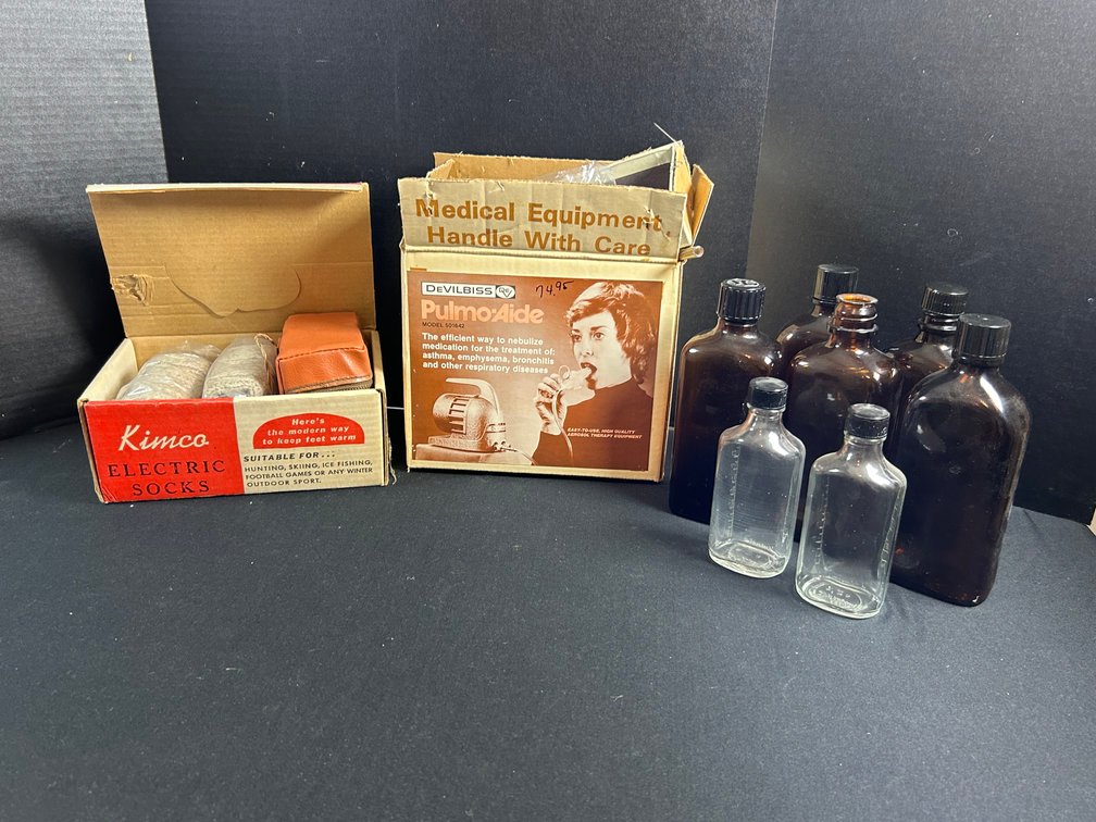 Electric Socks, Nebulizer, and Glass Medicine Bottles