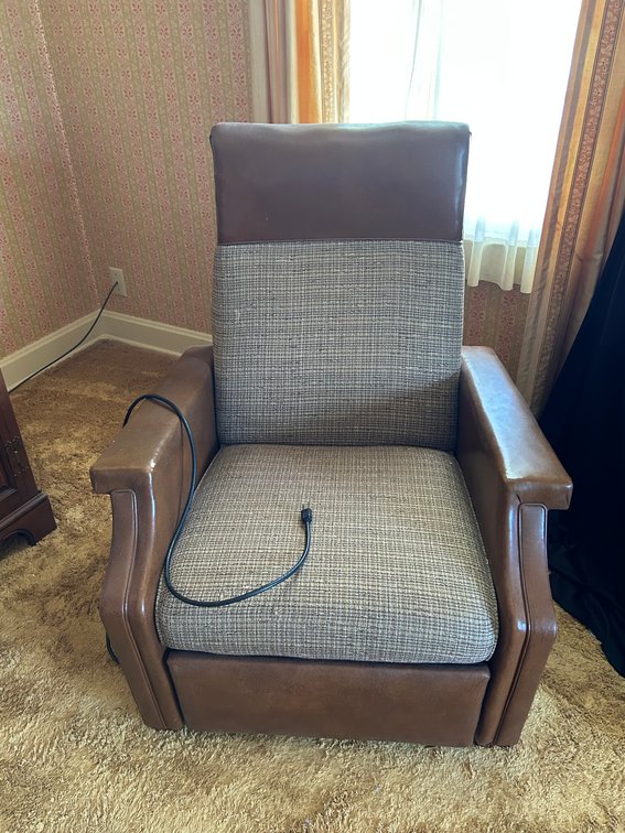 Electric Recliner Armchair with Vinyl and Fabric Upholstery