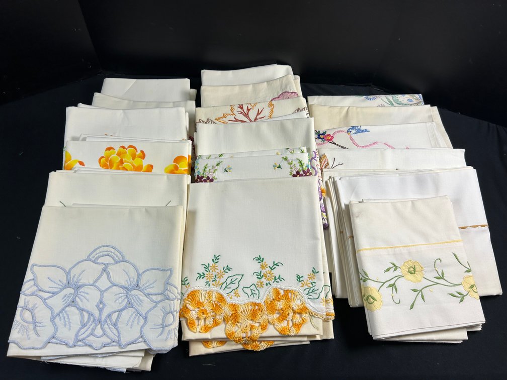 Embroidered and Crocheted Linens and Pillowcases
