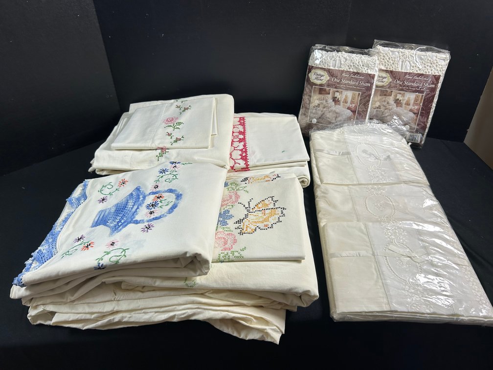 Embroidered Linens, Pillow Shams, and More