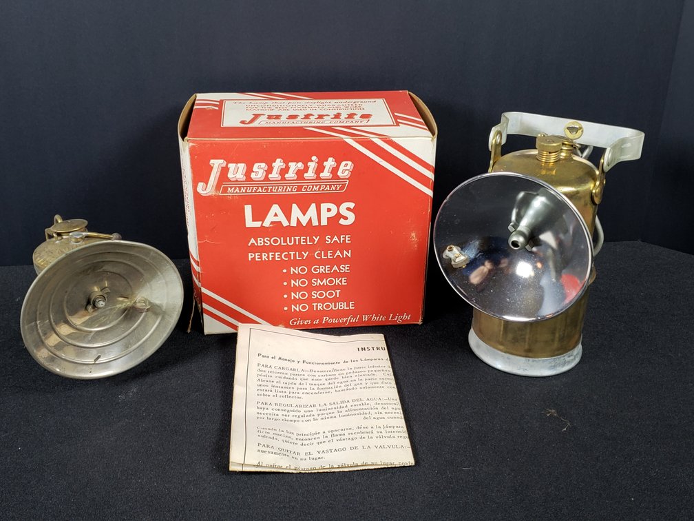 Brass Carbide Miner Lamps with Box and Instruction Sheet
