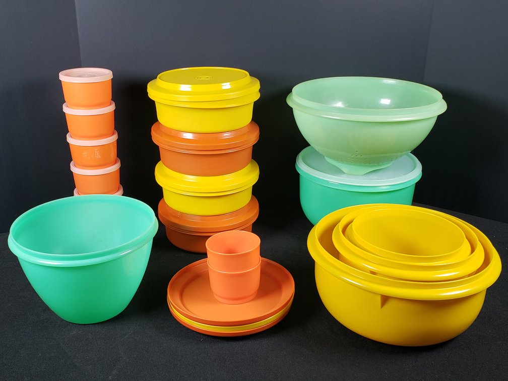Plastic Mixing Bowls, Colander, and Storage Containers
