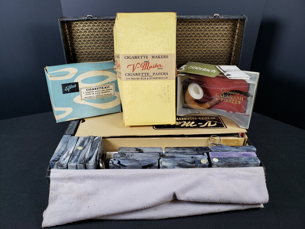 Calabash Pipe, Cigarette Makers, Lighters, and Accessories in Case