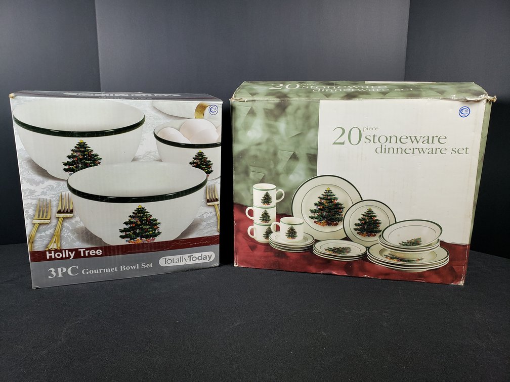 CIB Christmas Tree Stoneware Dinnerware and Bowl Sets