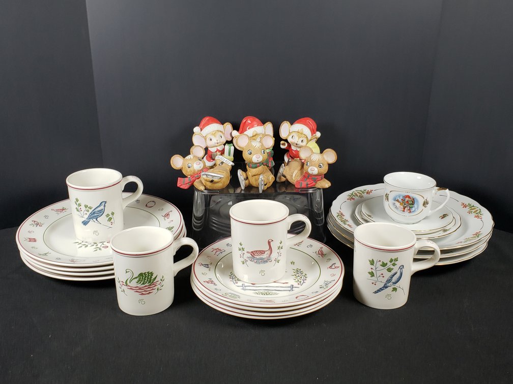 Holiday Dinnerware Sets and Ceramic Mouse Figurines