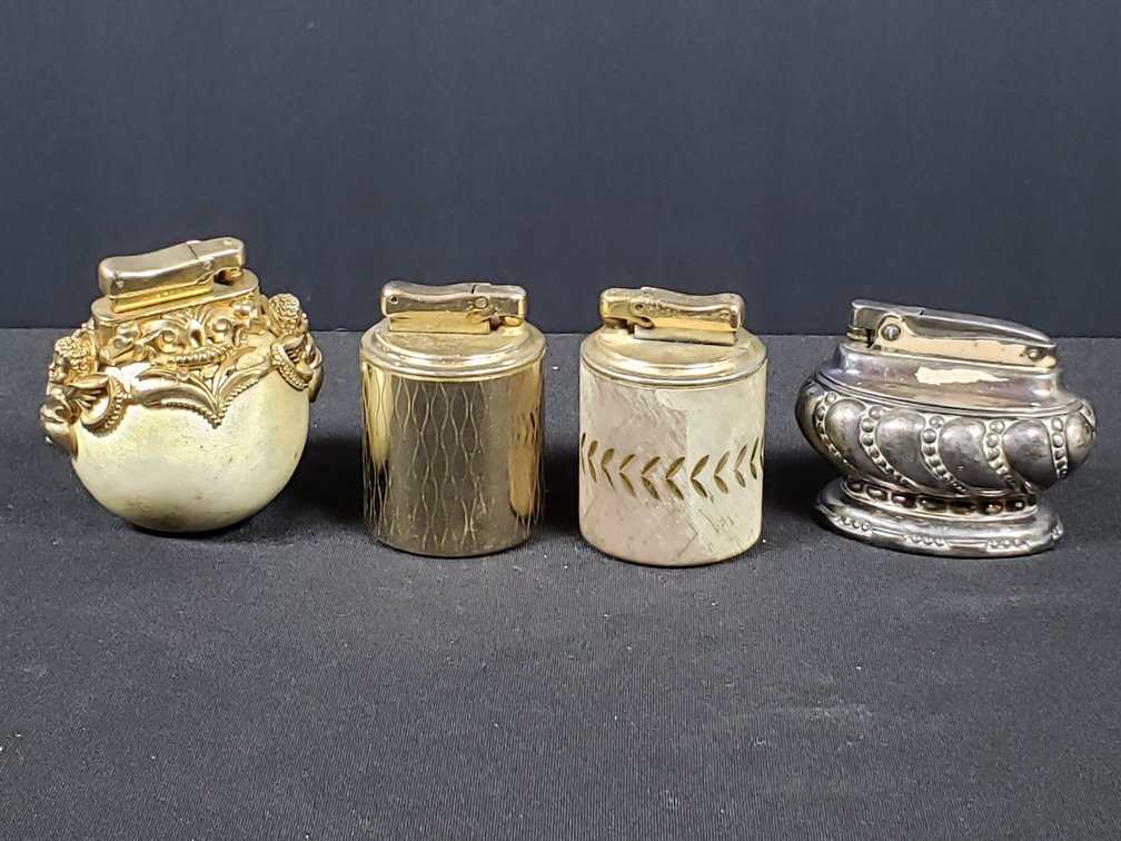 Silver-Tone and Gold-Tone Metal and Stone Table Lighters