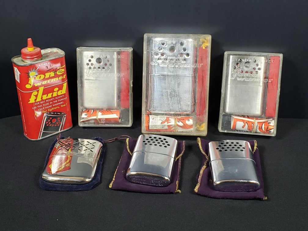 Metal Pocket Hand Warmers and Warmer Fluid Can