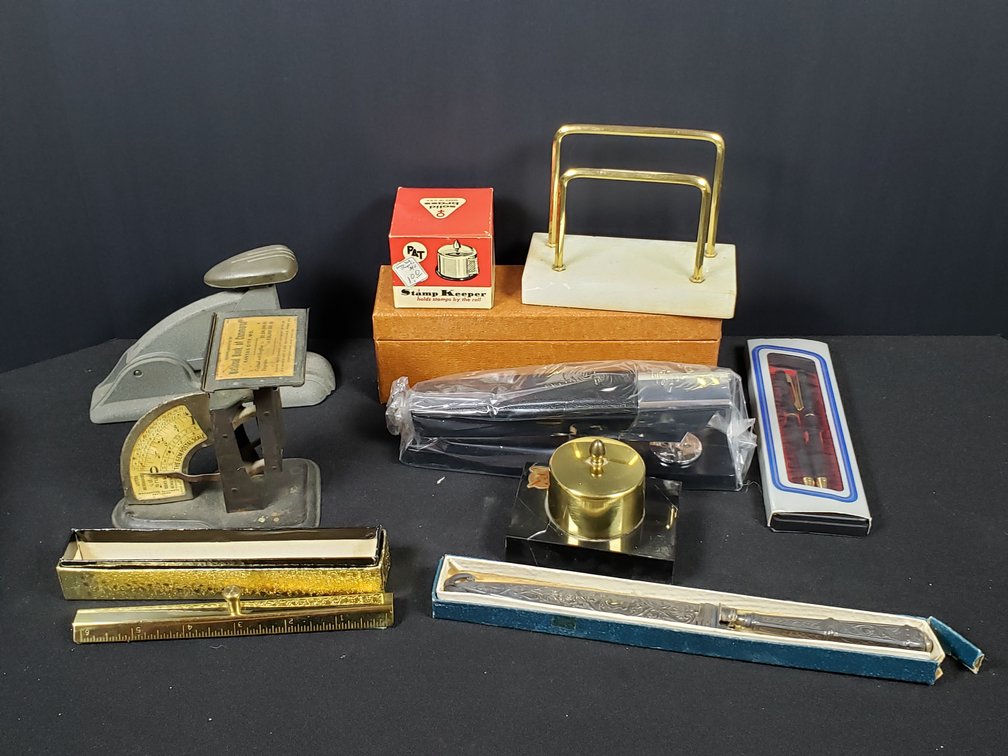 Postal Scale, Desk Staplers, Inkwell, and Desk Accessories