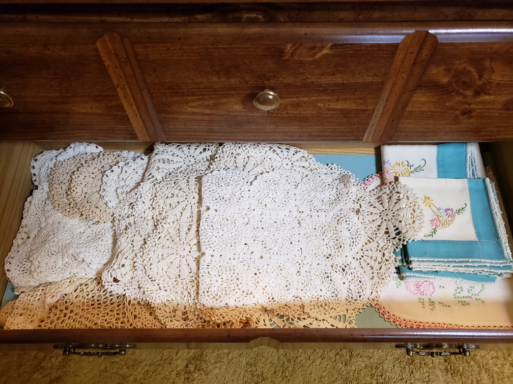 Crocheted Lace Doilies and Embroidered Linens