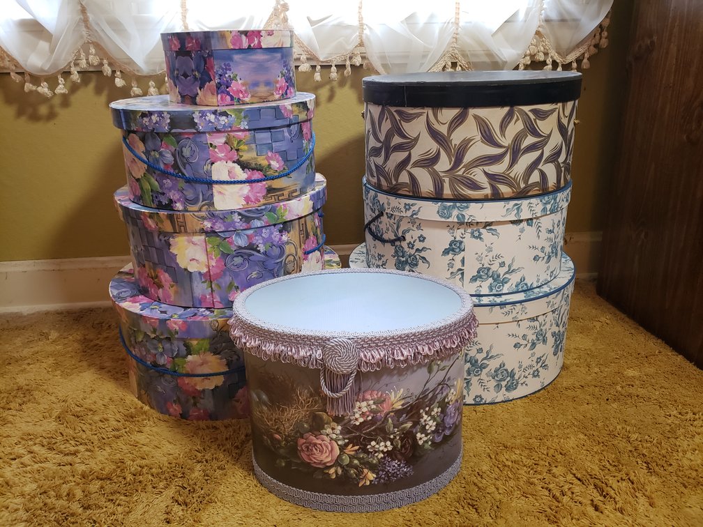 Floral Paperboard Hat Boxes and Storage Boxes