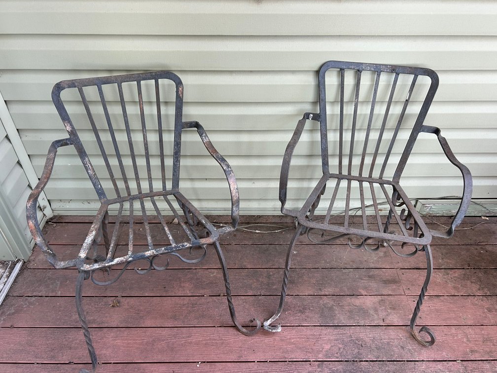 Vintage Wrought Iron Lawn Chairs (2)