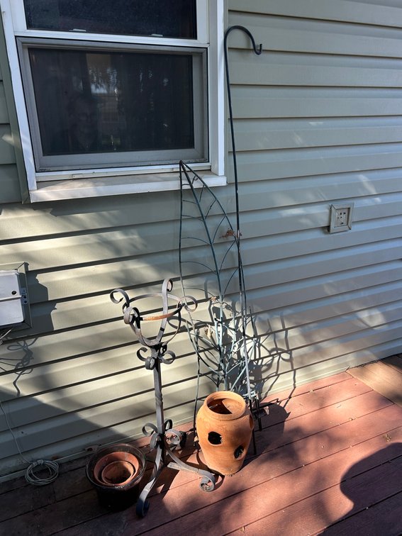 Metal Pedestal Pot Holder, Terra Cotta Strawberry Pot