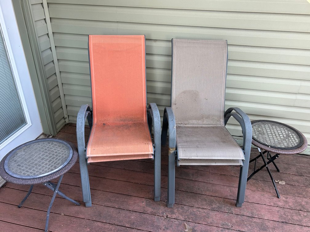 Porch Chairs and 2 Round Accent Tables