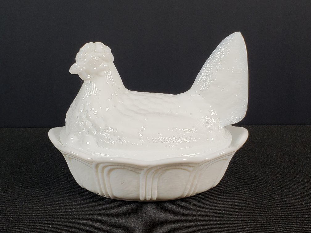 Fenton White Milk Glass Hen on Nest Covered Dish