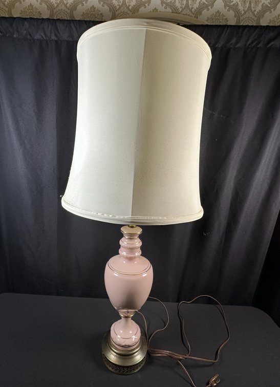 Pink Ceramic Urn Table Lamp with Fabric Shade