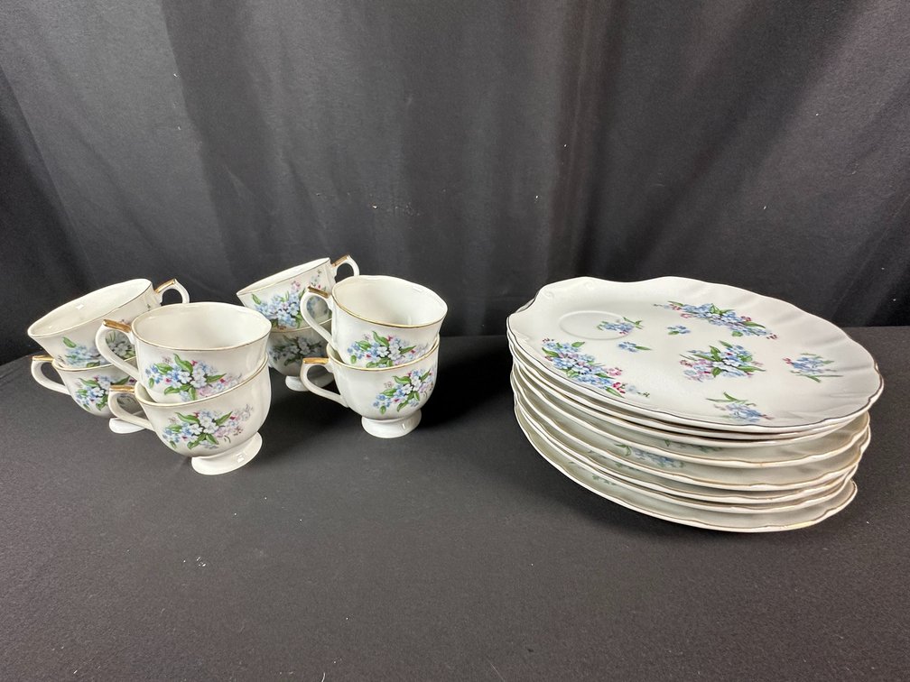 JSC Porcelain Floral Tea and Snack Set