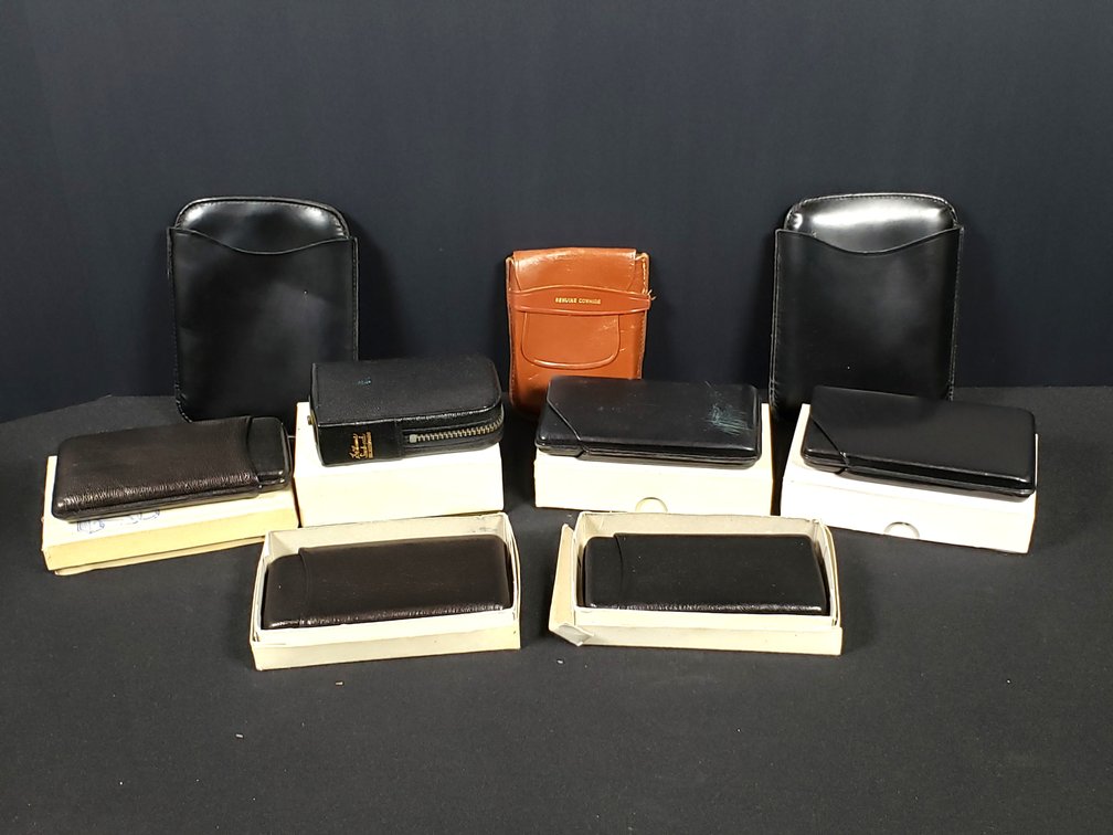 Leather and Vinyl Pocket Cases, Pouches, and Ephemera