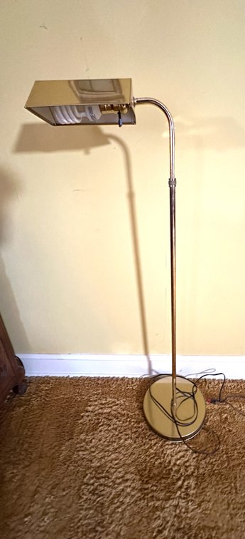 Polished Brass-Finish Pharmacy-Style Floor Lamp