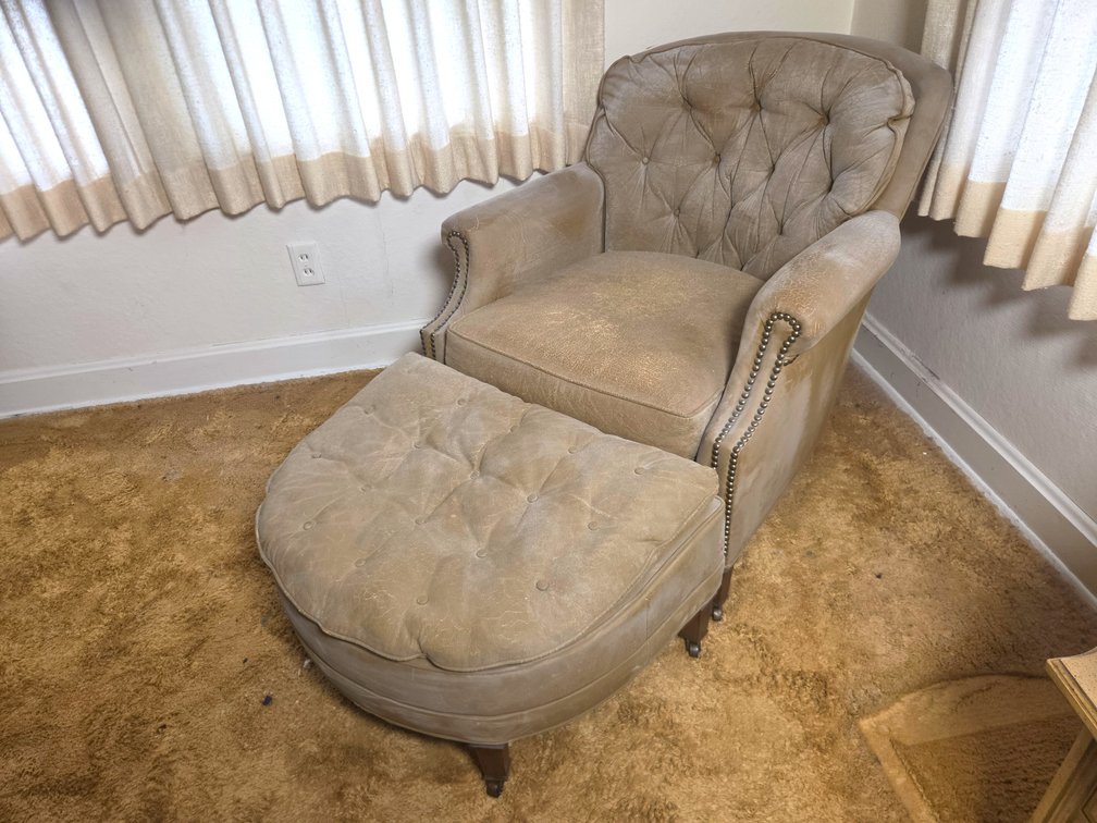 Century Button-Tufted Armchair and Ottoman