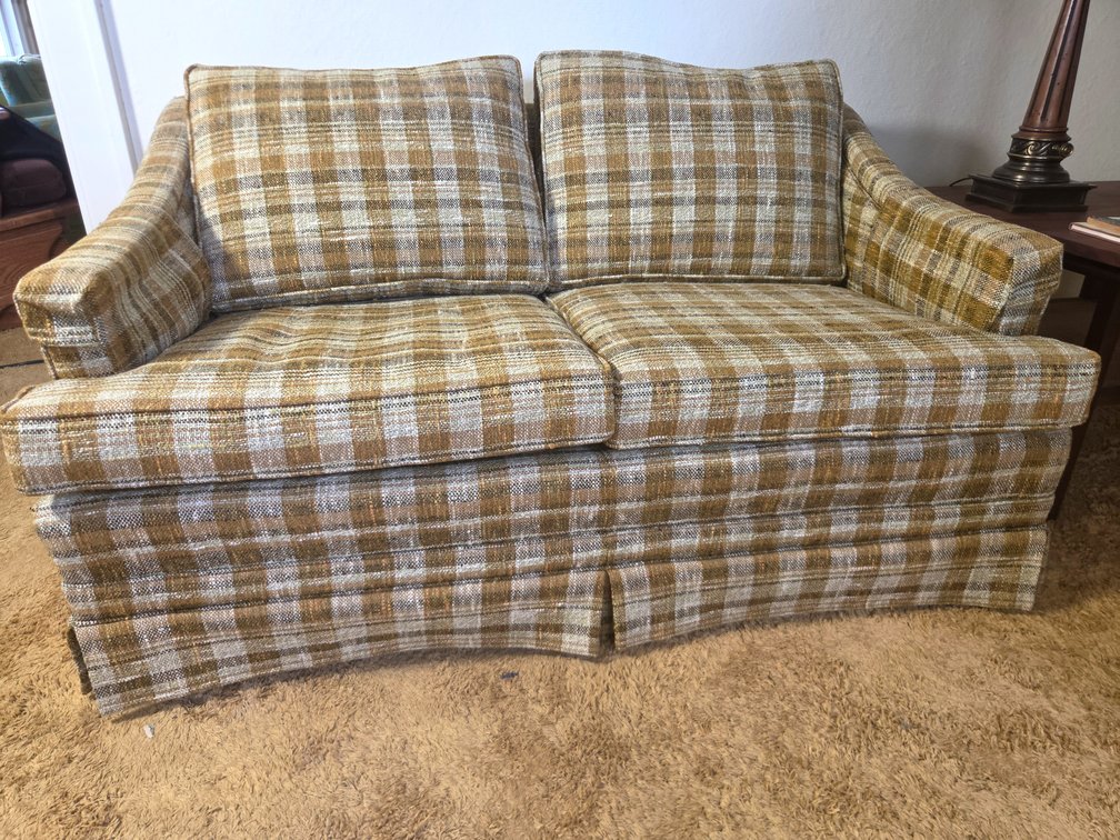 Conover Chair Company Plaid Upholstered Loveseat